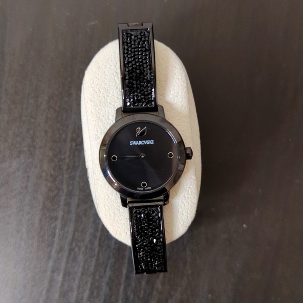 Swarovski Black Crystal Face Watch